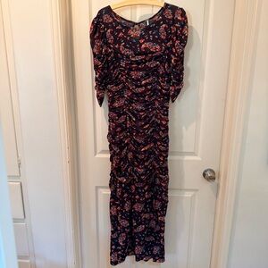 Free People Brielle Midi dress Midnight Floral short Sleeve Dress